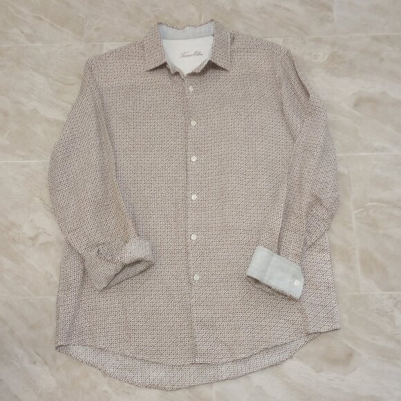 Mens 100% Linen Shirt sz M Neutral Beige Brown EUC - Picture 11 of 15